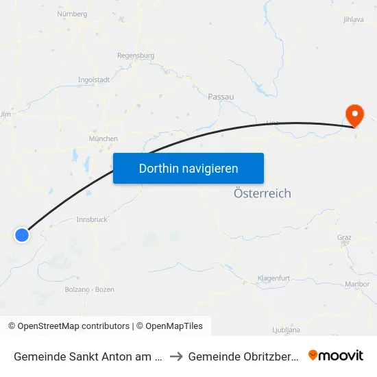 Gemeinde Sankt Anton am Arlberg to Gemeinde Obritzberg-Rust map