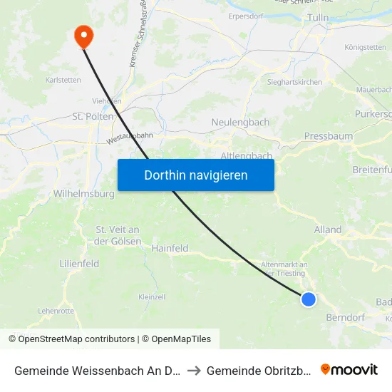 Gemeinde Weissenbach An Der Triesting to Gemeinde Obritzberg-Rust map