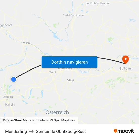 Munderfing to Gemeinde Obritzberg-Rust map