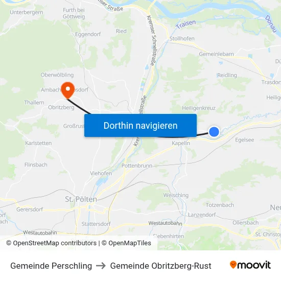 Gemeinde Perschling to Gemeinde Obritzberg-Rust map
