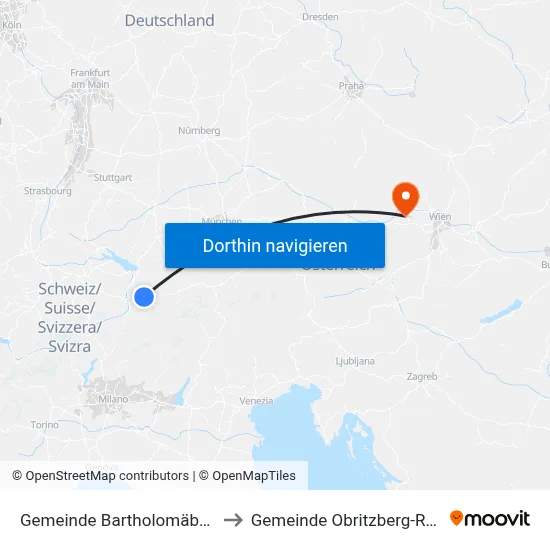 Gemeinde Bartholomäberg to Gemeinde Obritzberg-Rust map
