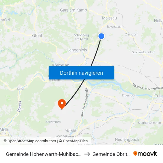 Gemeinde Hohenwarth-Mühlbach am Manhartsberg to Gemeinde Obritzberg-Rust map