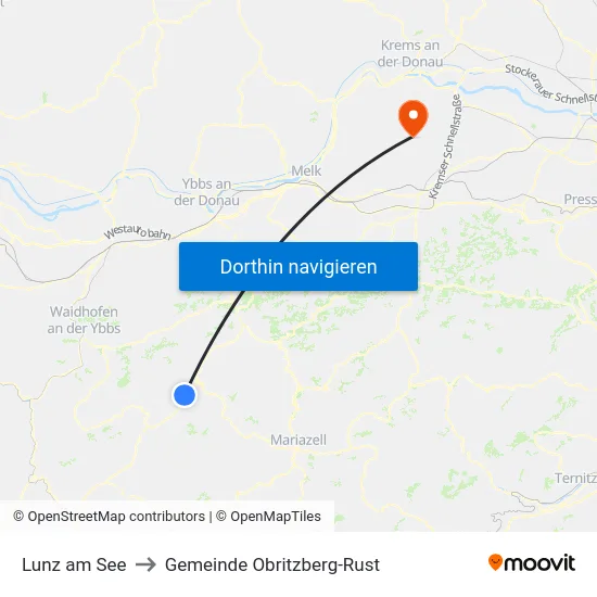 Lunz am See to Gemeinde Obritzberg-Rust map