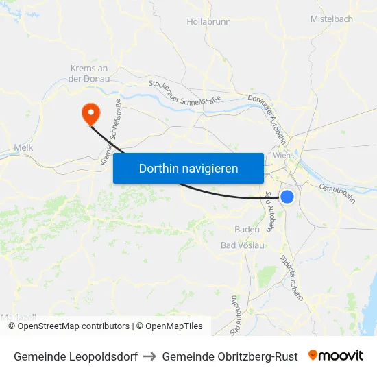 Gemeinde Leopoldsdorf to Gemeinde Obritzberg-Rust map