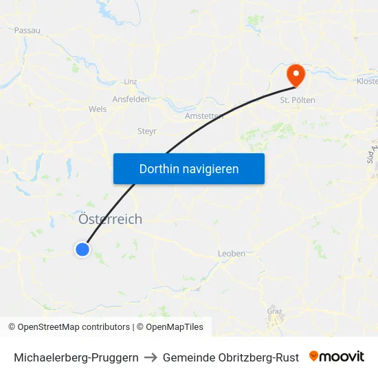 Michaelerberg-Pruggern to Gemeinde Obritzberg-Rust map