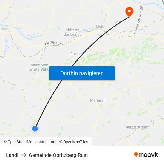 Landl to Gemeinde Obritzberg-Rust map