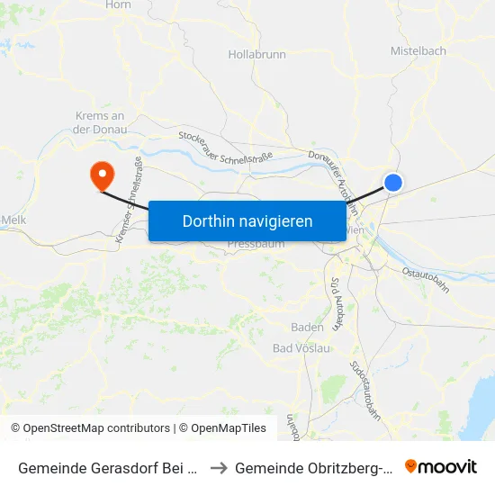 Gemeinde Gerasdorf Bei Wien to Gemeinde Obritzberg-Rust map