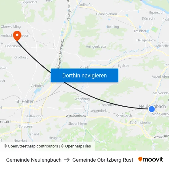 Gemeinde Neulengbach to Gemeinde Obritzberg-Rust map