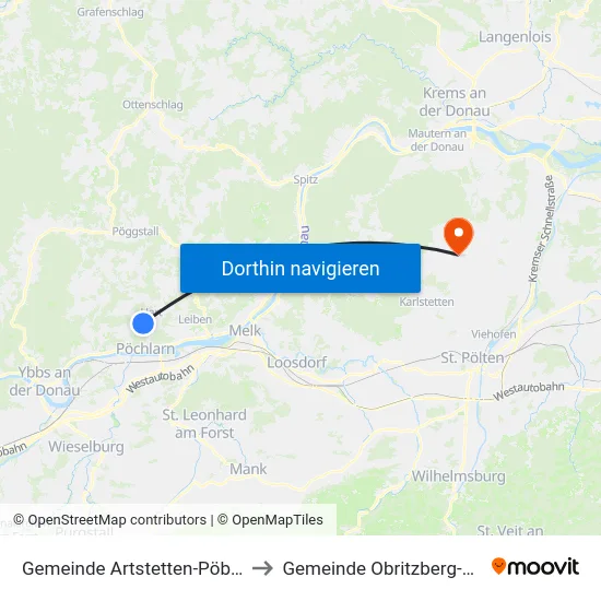 Gemeinde Artstetten-Pöbring to Gemeinde Obritzberg-Rust map