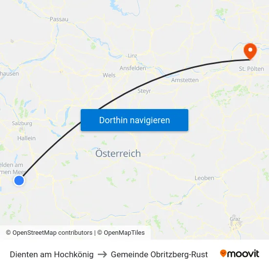 Dienten am Hochkönig to Gemeinde Obritzberg-Rust map