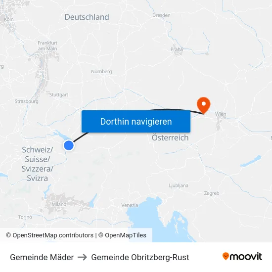 Gemeinde Mäder to Gemeinde Obritzberg-Rust map