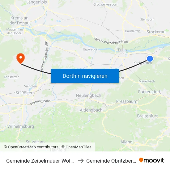 Gemeinde Zeiselmauer-Wolfpassing to Gemeinde Obritzberg-Rust map