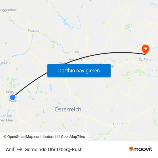 Anif to Gemeinde Obritzberg-Rust map