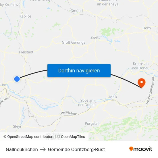 Gallneukirchen to Gemeinde Obritzberg-Rust map