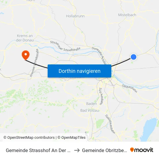 Gemeinde Strasshof An Der Nordbahn to Gemeinde Obritzberg-Rust map