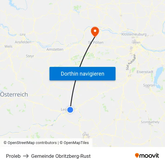 Proleb to Gemeinde Obritzberg-Rust map