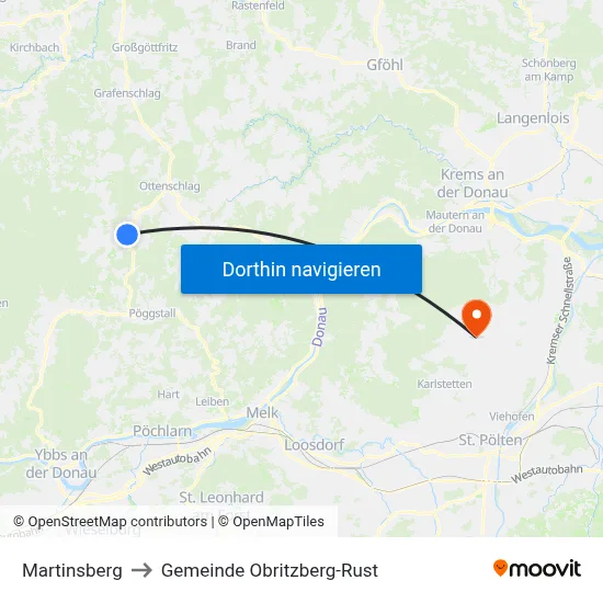 Martinsberg to Gemeinde Obritzberg-Rust map