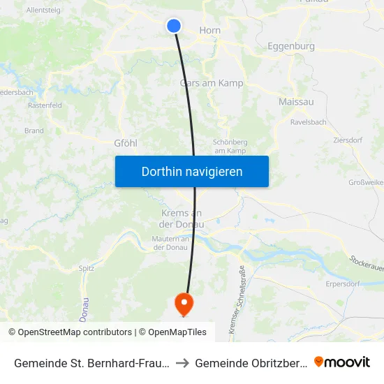 Gemeinde St. Bernhard-Frauenhofen to Gemeinde Obritzberg-Rust map