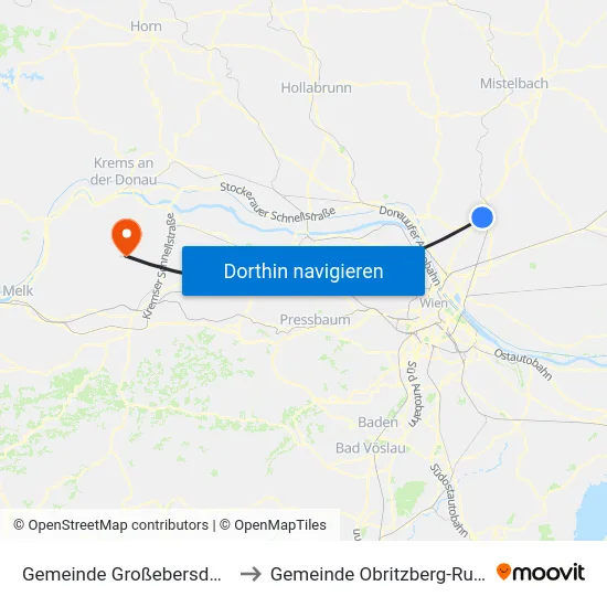 Gemeinde Großebersdorf to Gemeinde Obritzberg-Rust map