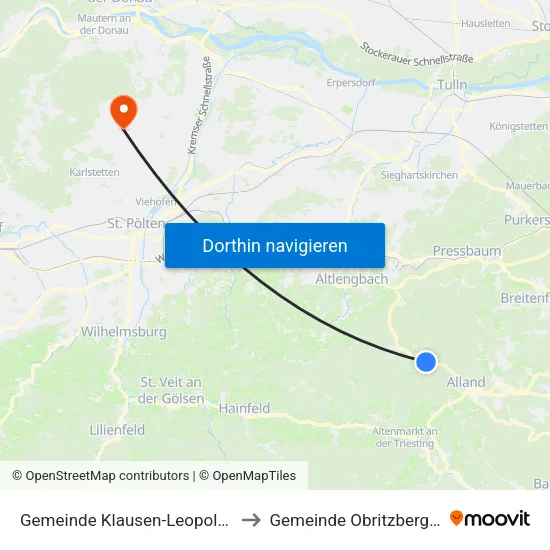 Gemeinde Klausen-Leopoldsdorf to Gemeinde Obritzberg-Rust map