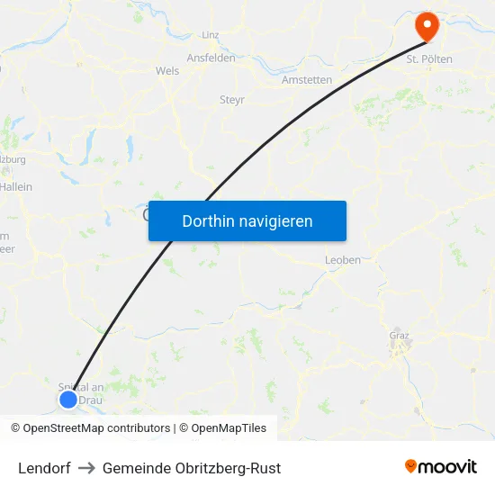 Lendorf to Gemeinde Obritzberg-Rust map