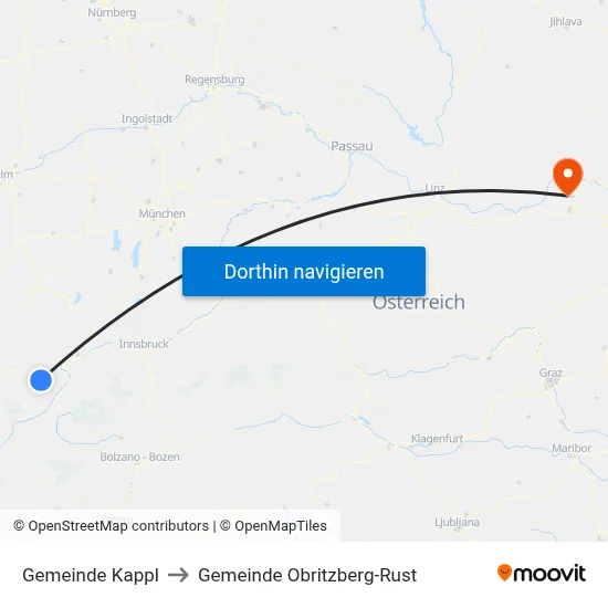 Gemeinde Kappl to Gemeinde Obritzberg-Rust map