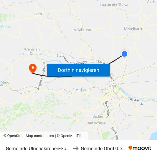 Gemeinde Ulrichskirchen-Schleinbach to Gemeinde Obritzberg-Rust map