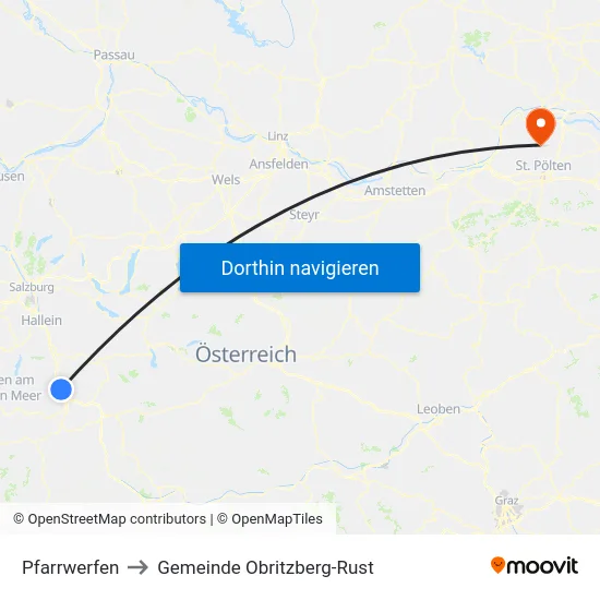 Pfarrwerfen to Gemeinde Obritzberg-Rust map
