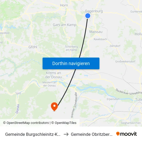 Gemeinde Burgschleinitz-Kühnring to Gemeinde Obritzberg-Rust map
