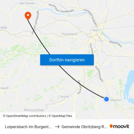 Loipersbach Im Burgenland to Gemeinde Obritzberg-Rust map