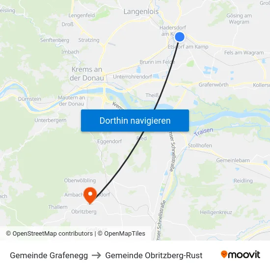 Gemeinde Grafenegg to Gemeinde Obritzberg-Rust map