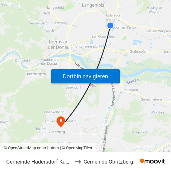Gemeinde Hadersdorf-Kammern to Gemeinde Obritzberg-Rust map