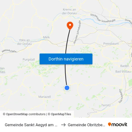 Gemeinde Sankt Aegyd am Neuwalde to Gemeinde Obritzberg-Rust map