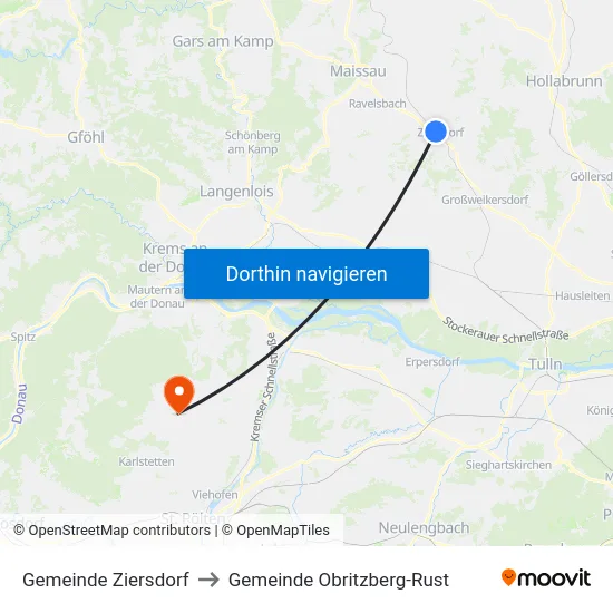 Gemeinde Ziersdorf to Gemeinde Obritzberg-Rust map