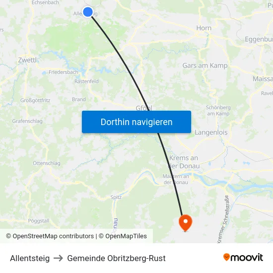 Allentsteig to Gemeinde Obritzberg-Rust map