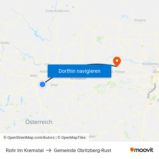 Rohr Im Kremstal to Gemeinde Obritzberg-Rust map