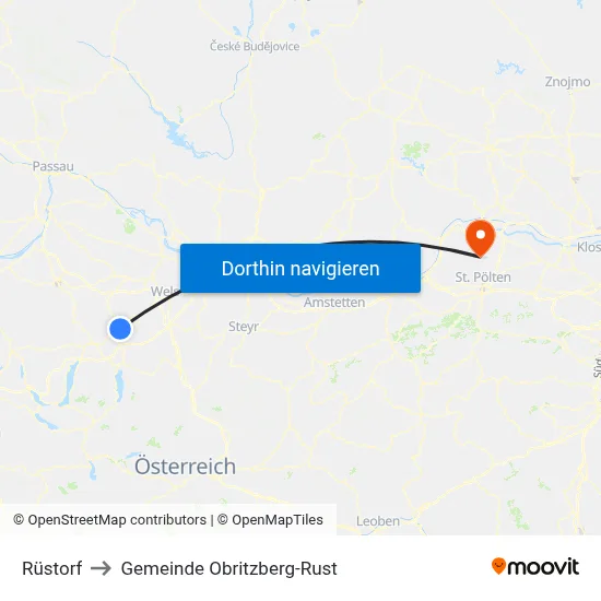 Rüstorf to Gemeinde Obritzberg-Rust map