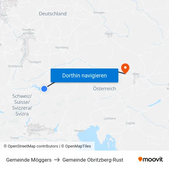 Gemeinde Möggers to Gemeinde Obritzberg-Rust map