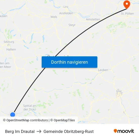Berg Im Drautal to Gemeinde Obritzberg-Rust map