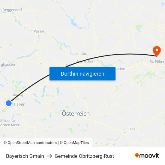 Bayerisch Gmain to Gemeinde Obritzberg-Rust map