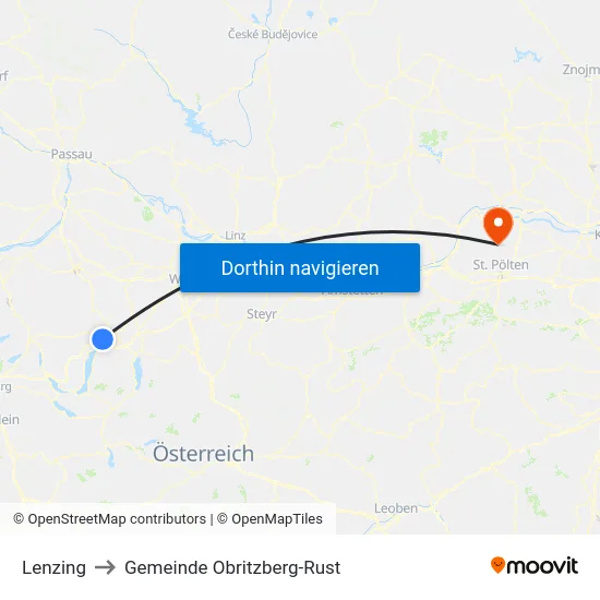 Lenzing to Gemeinde Obritzberg-Rust map