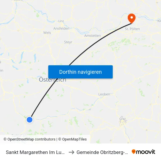 Sankt Margarethen Im Lungau to Gemeinde Obritzberg-Rust map