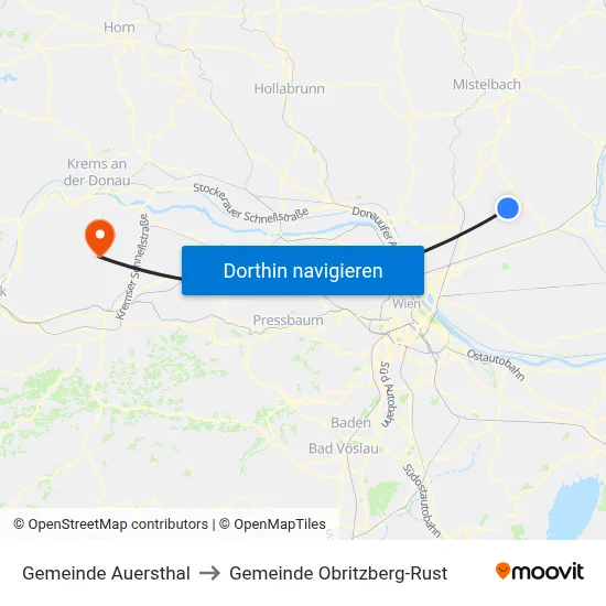 Gemeinde Auersthal to Gemeinde Obritzberg-Rust map