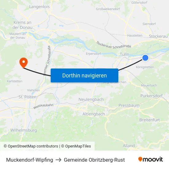 Muckendorf-Wipfing to Gemeinde Obritzberg-Rust map
