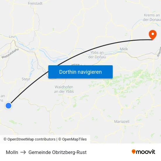 Molln to Gemeinde Obritzberg-Rust map