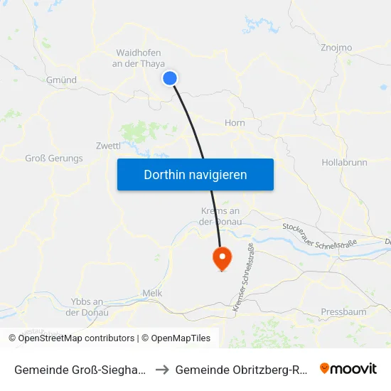 Gemeinde Groß-Siegharts to Gemeinde Obritzberg-Rust map
