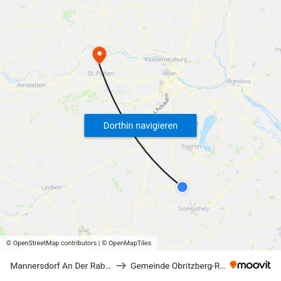 Mannersdorf An Der Rabnitz to Gemeinde Obritzberg-Rust map