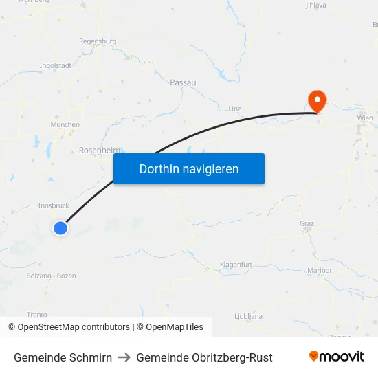 Gemeinde Schmirn to Gemeinde Obritzberg-Rust map