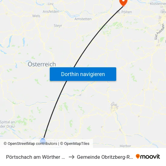 Pörtschach am Wörther See to Gemeinde Obritzberg-Rust map