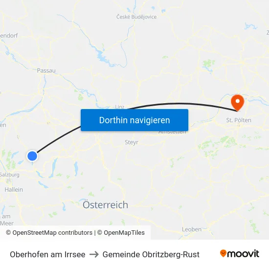 Oberhofen am Irrsee to Gemeinde Obritzberg-Rust map